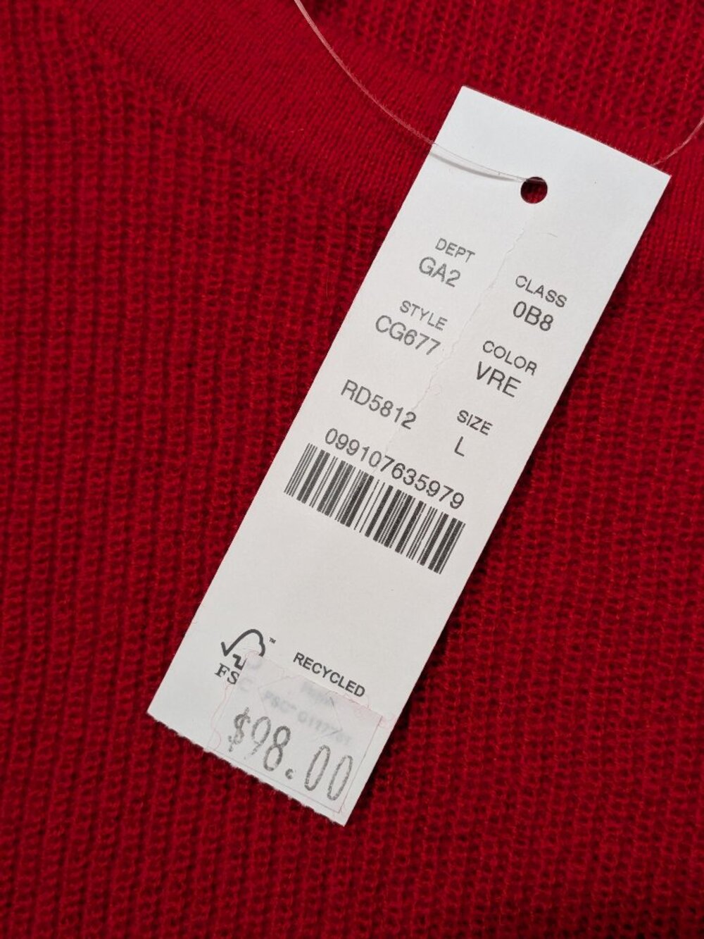 NWT J. CREW 100% Cashmere Short Sleeve Sweater Red Womens size L - Picture 10 of 14